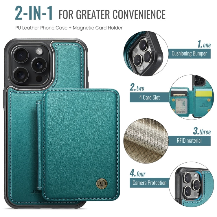 For iPhone 16 Pro JEEHOOD J05 Business Magnetic Style RFID Leather Phone Case(Blue Green) - iPhone 16 Pro Cases by JEEHOOD | Online Shopping South Africa | PMC Jewellery | Buy Now Pay Later Mobicred