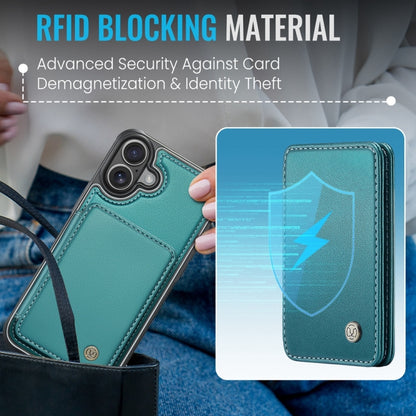 For iPhone 16 Plus JEEHOOD J05 Business Magnetic Style RFID Leather Phone Case(Blue Green) - iPhone 16 Plus Cases by JEEHOOD | Online Shopping South Africa | PMC Jewellery | Buy Now Pay Later Mobicred