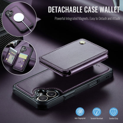 For iPhone 16 JEEHOOD J05 Business Magnetic Style RFID Leather Phone Case(Purple) - iPhone 16 Cases by JEEHOOD | Online Shopping South Africa | PMC Jewellery | Buy Now Pay Later Mobicred