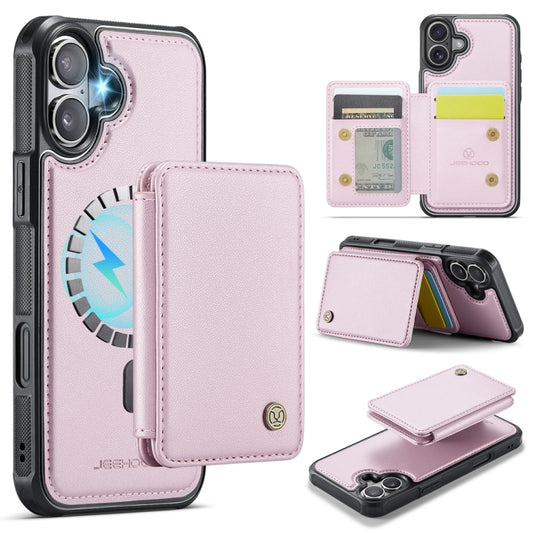 For iPhone 16 JEEHOOD J05 Business Magnetic Style RFID Leather Phone Case(Pink) - iPhone 16 Cases by JEEHOOD | Online Shopping South Africa | PMC Jewellery | Buy Now Pay Later Mobicred