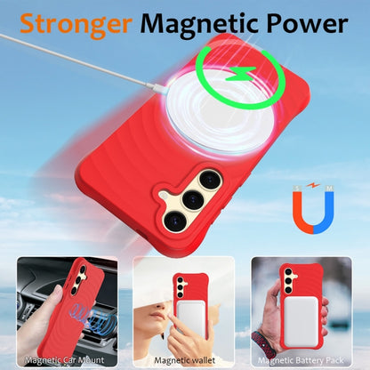 For Samsung Galaxy S25 5G Wave Texture MagSafe Magnetic Liquid Silicone Phone Case(Red) - Galaxy S25 5G Cases by PMC Jewellery | Online Shopping South Africa | PMC Jewellery | Buy Now Pay Later Mobicred