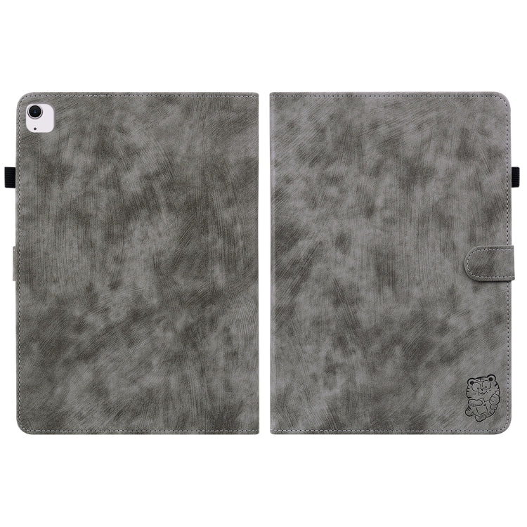 For iPad Air 11 2024 Embossed Tiger Pattern Leather Tablet Case(Grey) - iPad Air 11 2024 Cases by PMC TechLife | Online Shopping South Africa | PMC TechLife | Buy Now Pay Later Mobicred