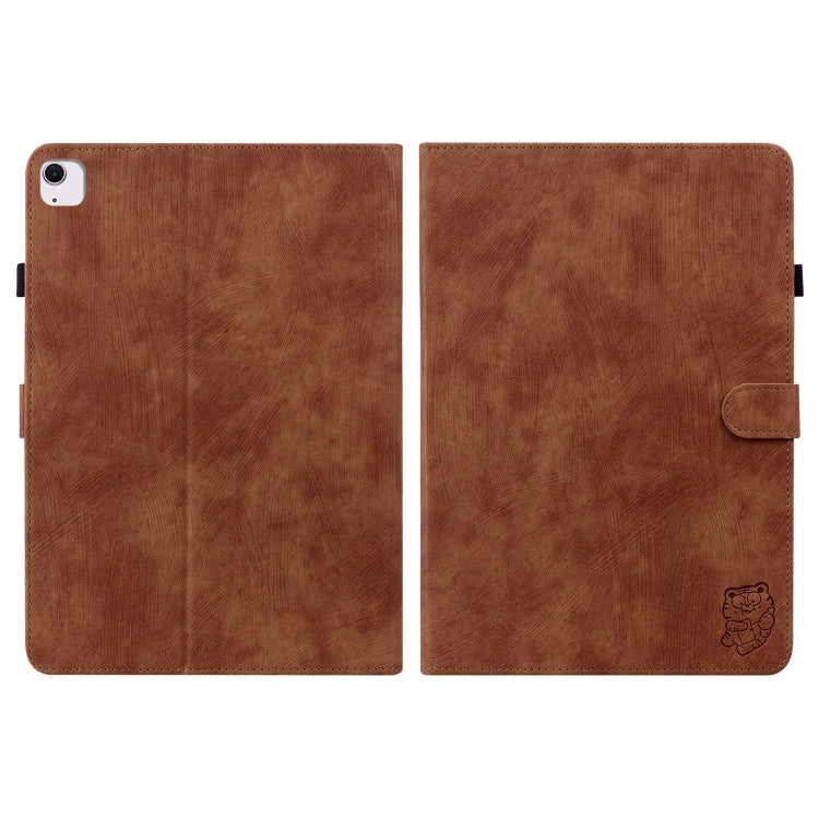 For iPad Air 11 2025 / 2024 Embossed Tiger Pattern Leather Tablet Case(Brown) - iPad Air 11 2025 / 2024 Cases by PMC TechLife | Online Shopping South Africa | PMC TechLife | Buy Now Pay Later Mobicred