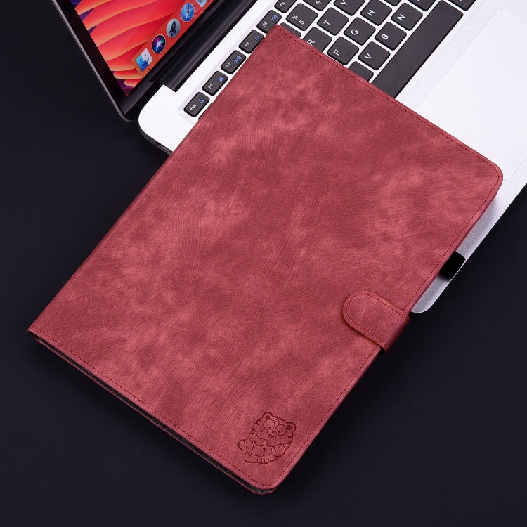 For iPad Air 11 2025 / 2024 Embossed Tiger Pattern Leather Tablet Case(Red) - iPad Air 11 2025 / 2024 Cases by PMC TechLife | Online Shopping South Africa | PMC TechLife | Buy Now Pay Later Mobicred