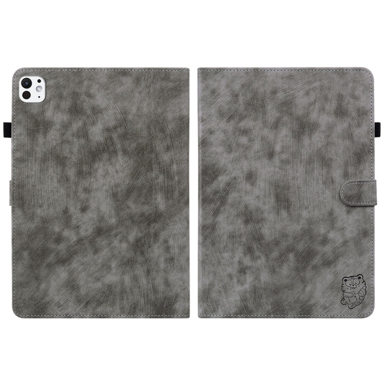 For iPad Pro 11 2024 Embossed Tiger Pattern Leather Tablet Case(Grey) - iPad Pro 11 2024 Cases by PMC TechLife | Online Shopping South Africa | PMC TechLife | Buy Now Pay Later Mobicred