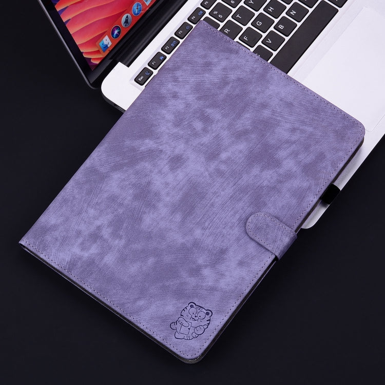 For iPad Pro 11 2024 Embossed Tiger Pattern Leather Tablet Case(Purple) - iPad Pro 11 2024 Cases by PMC TechLife | Online Shopping South Africa | PMC TechLife | Buy Now Pay Later Mobicred