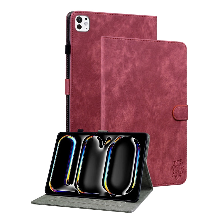 For iPad Pro 11 2024 Embossed Tiger Pattern Leather Tablet Case(Red) - iPad Pro 11 2024 Cases by PMC TechLife | Online Shopping South Africa | PMC TechLife | Buy Now Pay Later Mobicred