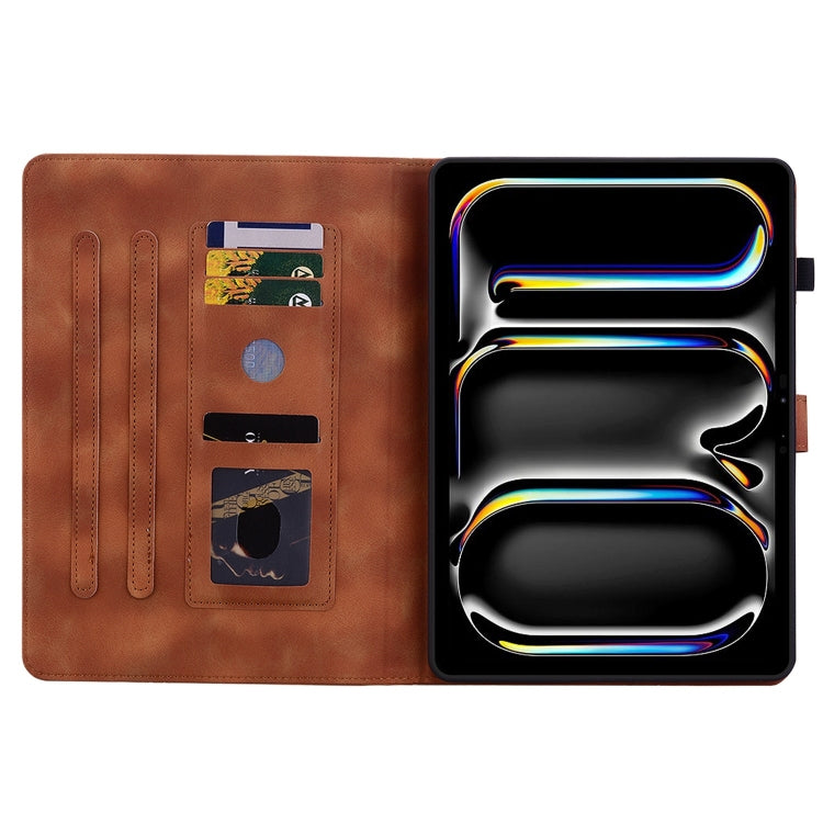 For iPad Pro 11 2024 Lily Embossed Leather Smart Tablet Case(Brown) - iPad Pro 11 2024 Cases by PMC TechLife | Online Shopping South Africa | PMC TechLife | Buy Now Pay Later Mobicred