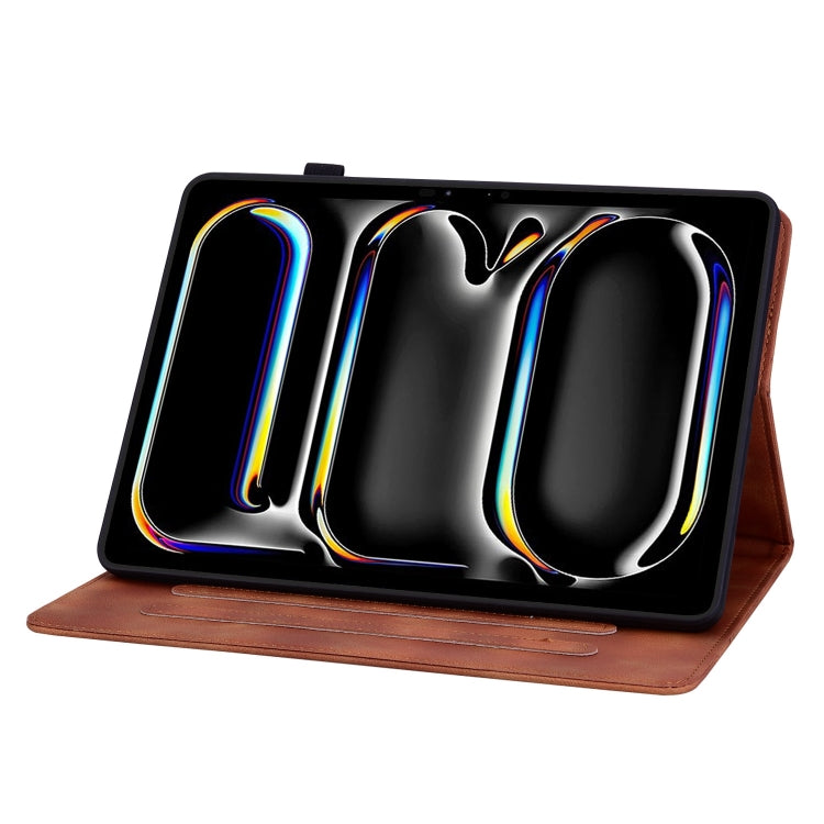 For iPad Pro 11 2024 Lily Embossed Leather Smart Tablet Case(Brown) - iPad Pro 11 2024 Cases by PMC TechLife | Online Shopping South Africa | PMC TechLife | Buy Now Pay Later Mobicred