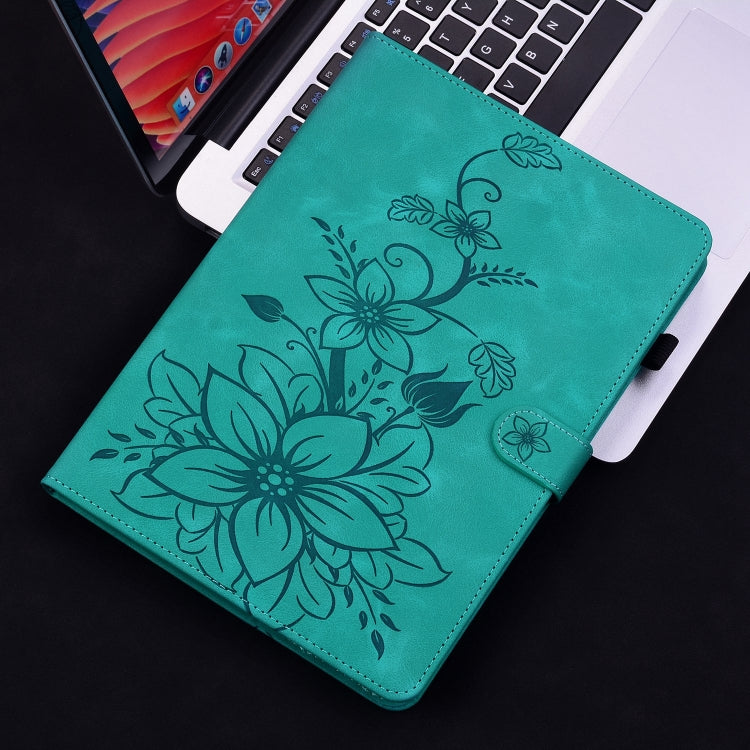 For iPad Pro 11 2024 Lily Embossed Leather Smart Tablet Case(Green) - iPad Pro 11 2024 Cases by PMC TechLife | Online Shopping South Africa | PMC TechLife | Buy Now Pay Later Mobicred