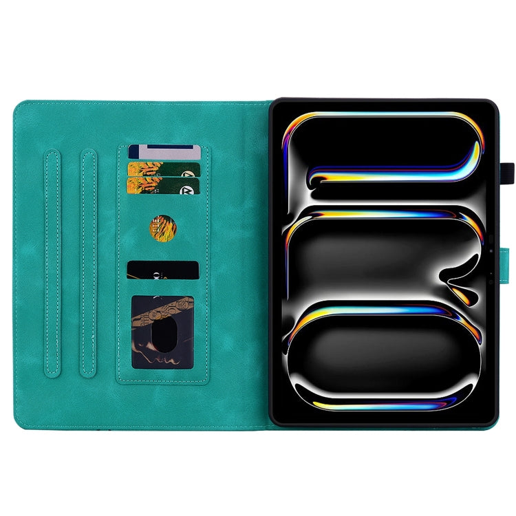 For iPad Pro 11 2024 Lily Embossed Leather Smart Tablet Case(Green) - iPad Pro 11 2024 Cases by PMC TechLife | Online Shopping South Africa | PMC TechLife | Buy Now Pay Later Mobicred