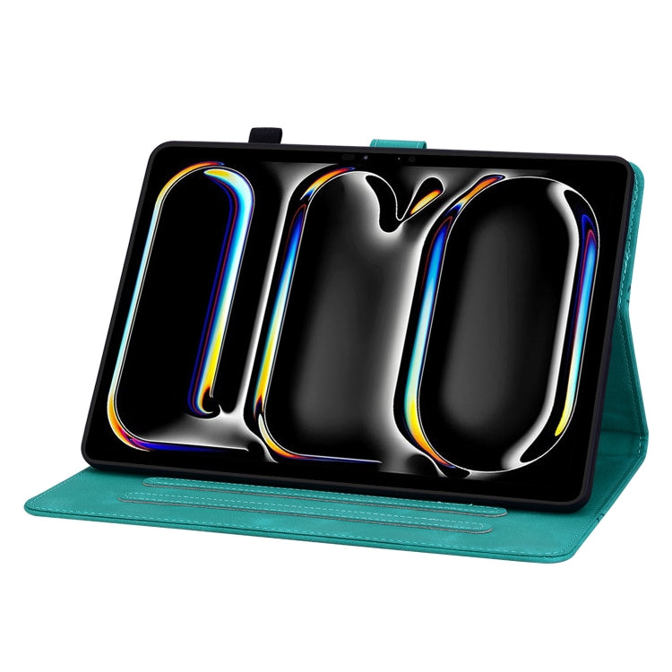 For iPad Pro 11 2024 Lily Embossed Leather Smart Tablet Case(Green) - iPad Pro 11 2024 Cases by PMC TechLife | Online Shopping South Africa | PMC TechLife | Buy Now Pay Later Mobicred