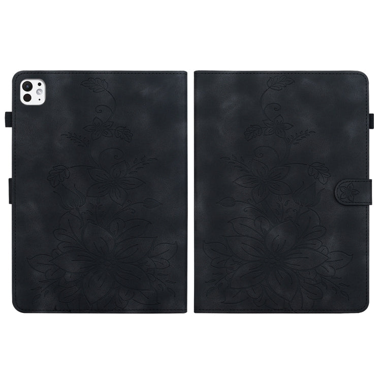 For iPad Pro 11 2024 Lily Embossed Leather Smart Tablet Case(Black) - free shipping - PMC TechLife - Order now!