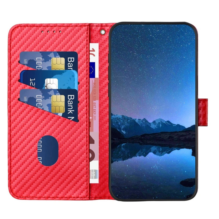 For iPhone 16 Pro Max YX0070 Carbon Fiber Buckle Leather Phone Case with Lanyard(Red) - iPhone 16 Pro Max Cases by PMC TechLife | Online Shopping South Africa | PMC TechLife | Buy Now Pay Later Mobicred