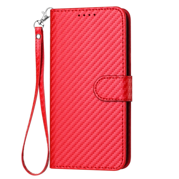 For iPhone 16 YX0070 Carbon Fiber Buckle Leather Phone Case with Lanyard(Red) - iPhone 16 Cases by PMC Jewellery | Online Shopping South Africa | PMC Jewellery | Buy Now Pay Later Mobicred