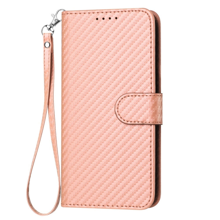 For iPhone 16 YX0070 Carbon Fiber Buckle Leather Phone Case with Lanyard(Pink) - iPhone 16 Cases by PMC Jewellery | Online Shopping South Africa | PMC Jewellery | Buy Now Pay Later Mobicred