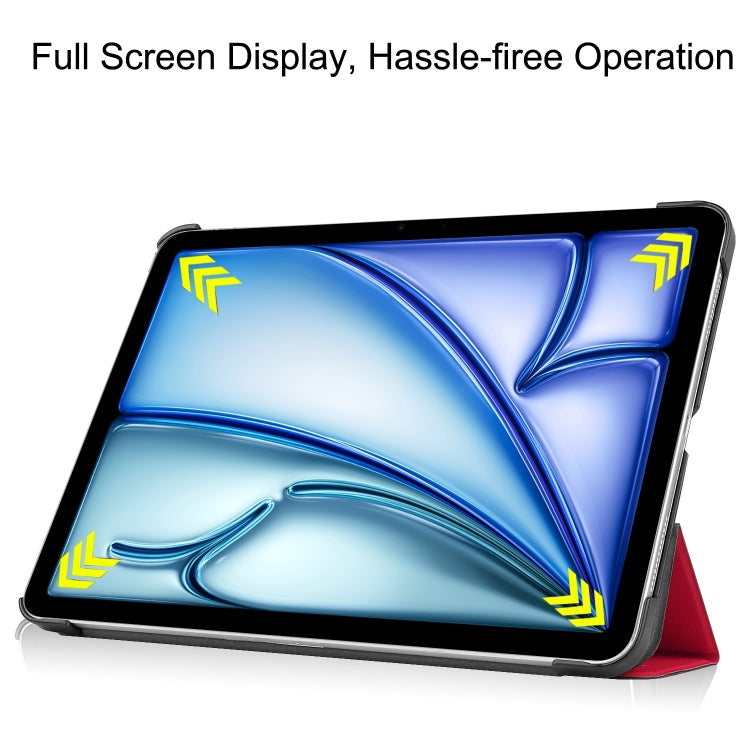 For iPad Air 13 2024 Custer Pure Color 3-Fold Holder Smart Leather Tablet Case(Red) - iPad Air 13 2024 Cases by PMC TechLife | Online Shopping South Africa | PMC TechLife | Buy Now Pay Later Mobicred