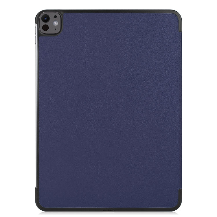 For iPad Pro 13 2024 Custer Pure Color 3-Fold Holder Smart Leather Tablet Case(Dark Blue) - iPad Pro 13 2024 Cases by PMC TechLife | Online Shopping South Africa | PMC TechLife | Buy Now Pay Later Mobicred
