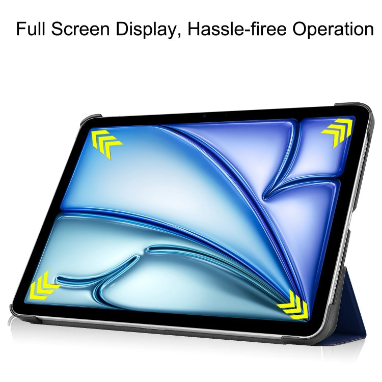 For iPad Air 11 2024 Custer Pure Color 3-Fold Holder Smart Leather Tablet Case(Blue) - iPad Air 11 2024 Cases by PMC TechLife | Online Shopping South Africa | PMC TechLife | Buy Now Pay Later Mobicred