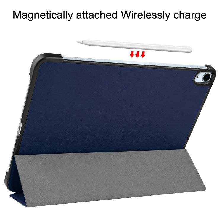 For iPad Air 11 2024 Custer Pure Color 3-Fold Holder Smart Leather Tablet Case(Blue) - iPad Air 11 2024 Cases by PMC TechLife | Online Shopping South Africa | PMC TechLife | Buy Now Pay Later Mobicred