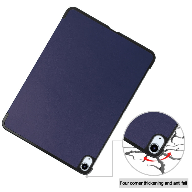 For iPad Air 11 2024 Custer Pure Color 3-Fold Holder Smart Leather Tablet Case(Blue) - iPad Air 11 2024 Cases by PMC TechLife | Online Shopping South Africa | PMC TechLife | Buy Now Pay Later Mobicred