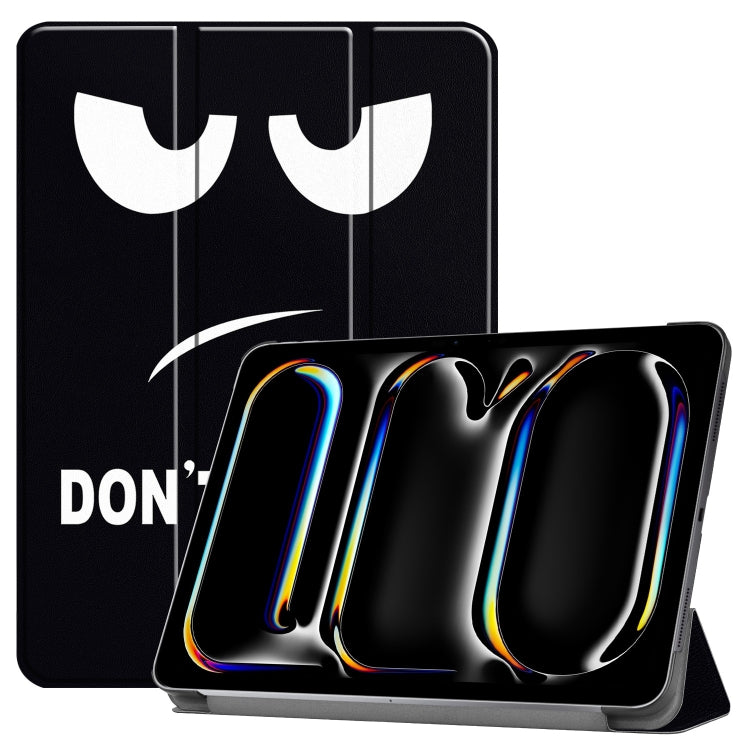 For iPad Pro 11 2024 Custer Painted 3-Fold Holder Smart Leather Tablet Case(Big Eye Me) - iPad Pro 11 2024 Cases by PMC TechLife | Online Shopping South Africa | PMC TechLife | Buy Now Pay Later Mobicred