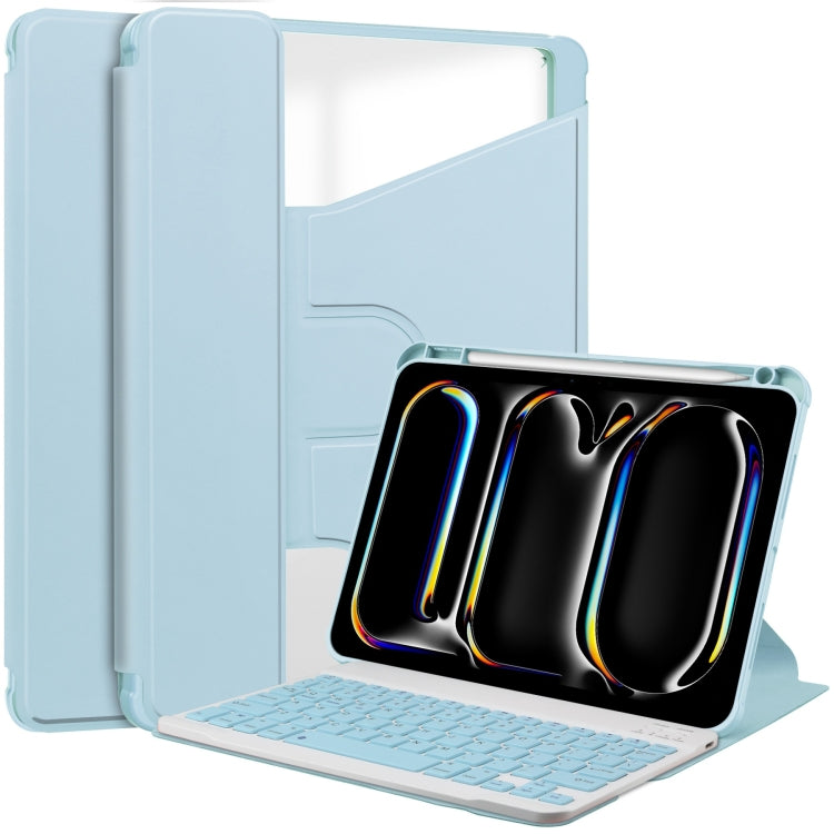 For iPad Pro 13 2024 Transparent Rotation Smart Leather Tablet Case with Keyboard(Sky Blue) - iPad Pro 13 2024 Cases by PMC TechLife | Online Shopping South Africa | PMC TechLife | Buy Now Pay Later Mobicred