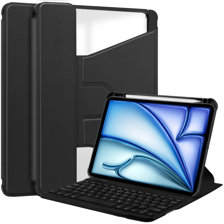 For iPad Air 13 2025 / 2024 Transparent Rotation Smart Leather Tablet Case with Keyboard(Black) - iPad Air 13 2025 / 2024 Cases by PMC TechLife | Online Shopping South Africa | PMC TechLife | Buy Now Pay Later Mobicred