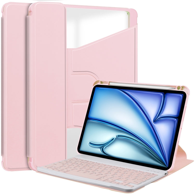 For iPad Air 13 2025 / 2024 Transparent Rotation Smart Leather Tablet Case with Keyboard(Pink) - iPad Air 13 2025 / 2024 Cases by PMC TechLife | Online Shopping South Africa | PMC TechLife | Buy Now Pay Later Mobicred