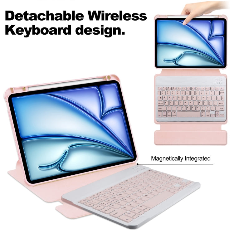 For iPad Air 13 2025 / 2024 Transparent Rotation Smart Leather Tablet Case with Keyboard(Pink) - iPad Air 13 2025 / 2024 Cases by PMC TechLife | Online Shopping South Africa | PMC TechLife | Buy Now Pay Later Mobicred