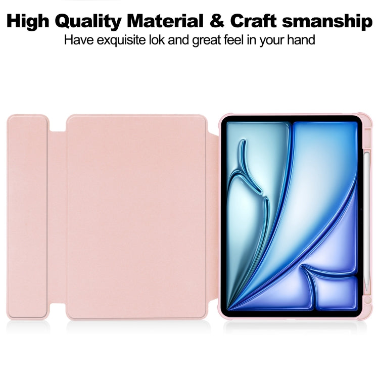 For iPad Air 13 2025 / 2024 Transparent Rotation Smart Leather Tablet Case with Keyboard(Pink) - iPad Air 13 2025 / 2024 Cases by PMC TechLife | Online Shopping South Africa | PMC TechLife | Buy Now Pay Later Mobicred