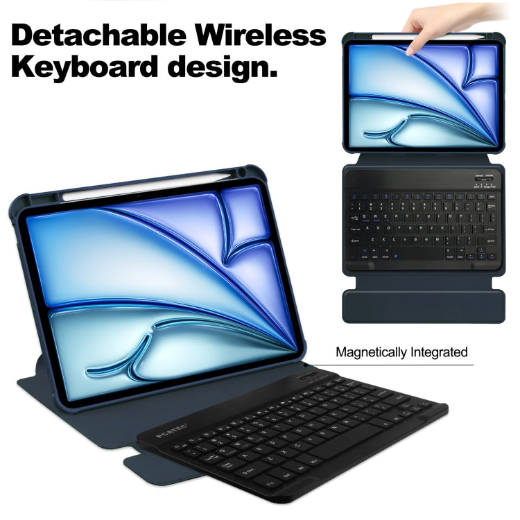 For iPad Air 13 2024 Transparent Rotation Smart Leather Tablet Case with Keyboard(Dark Blue) - iPad Air 13 2024 Cases by PMC TechLife | Online Shopping South Africa | PMC TechLife | Buy Now Pay Later Mobicred