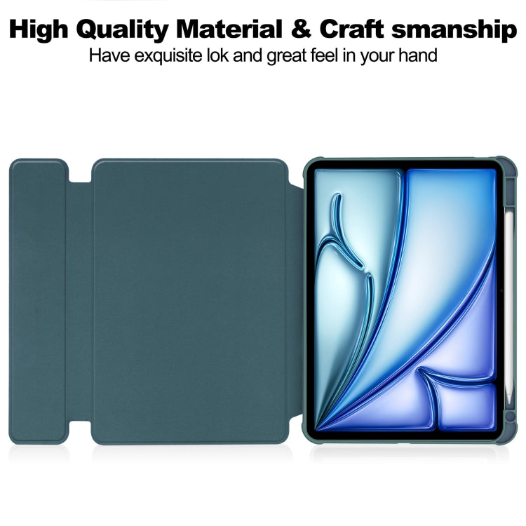 For iPad Air 11 2025 / 2024 Transparent Rotation Smart Leather Tablet Case with Keyboard(Dark Green) - iPad Air 11 2025 / 2024 Cases by PMC TechLife | Online Shopping South Africa | PMC TechLife | Buy Now Pay Later Mobicred