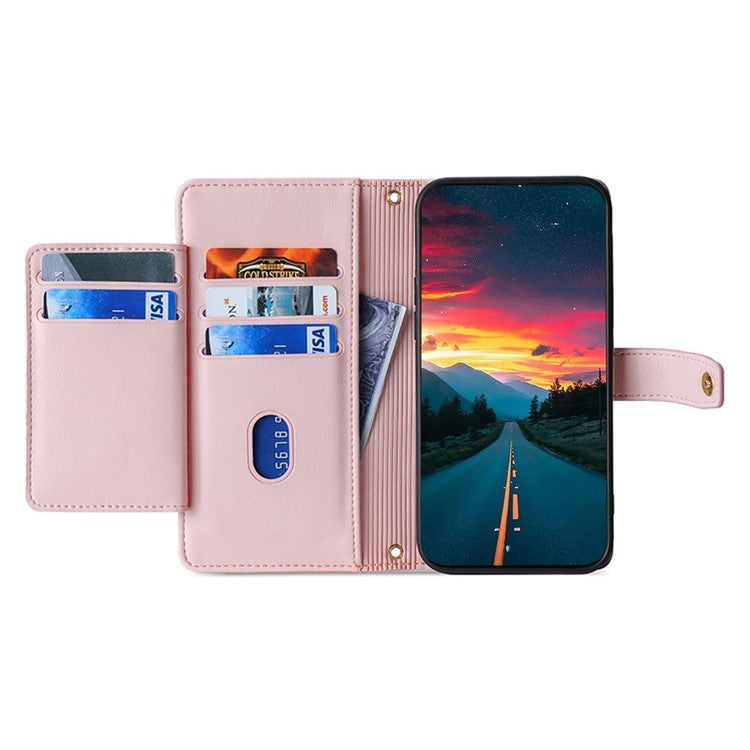 For Google Pixel 9 Pro XL Sheep Texture Cross-body Zipper Wallet Leather Phone Case(Pink) - Google Cases by PMC TechLife | Online Shopping South Africa | PMC TechLife | Buy Now Pay Later Mobicred