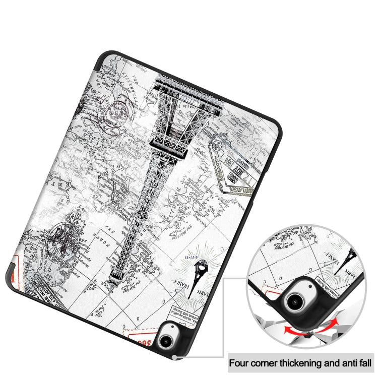 For iPad Air 13 2024 / 2025 Custer Painted 3-Fold Holder Smart Leather Tablet Case with Pen Tray(Eiffel Tower) - free shipping - PMC TechLife - Order now!