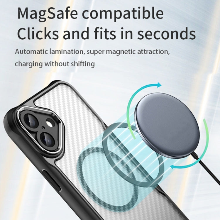 For iPhone 16 Carbon Fiber Texture MagSafe Translucent Phone Case(Black) - iPhone 16 Cases by PMC TechLife | Online Shopping South Africa | PMC TechLife | Buy Now Pay Later Mobicred