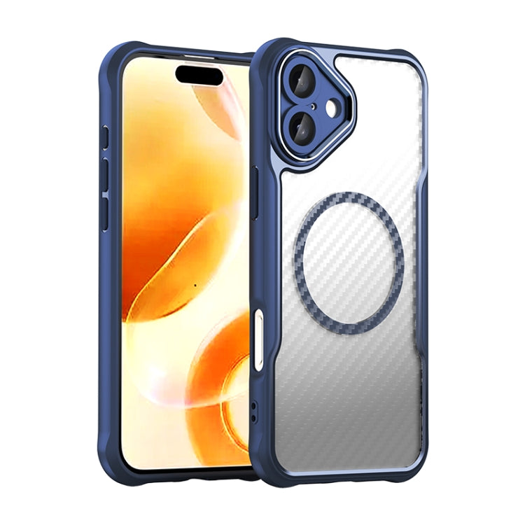 For iPhone 16 Plus Carbon Fiber Texture MagSafe Translucent Phone Case(Blue) - free shipping - PMC TechLife - Order now!