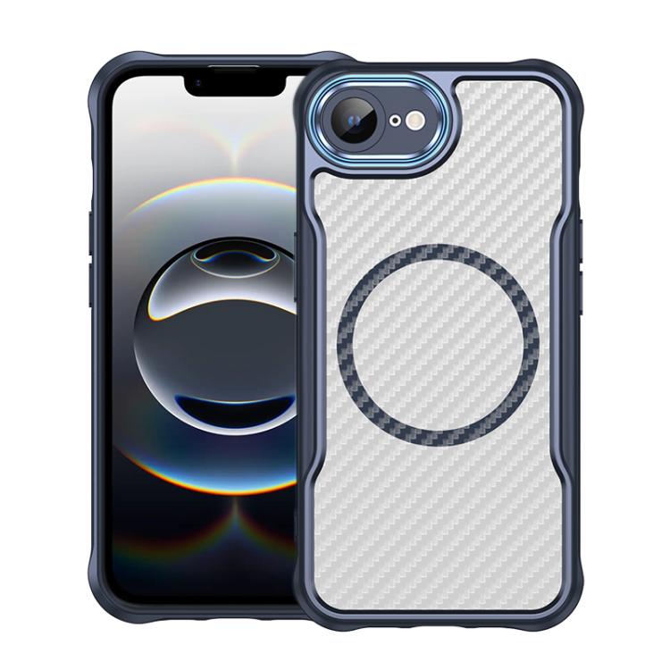 For iPhone 16e Carbon Fiber Texture MagSafe Translucent Phone Case(Blue) - free shipping - PMC TechLife - Order now!