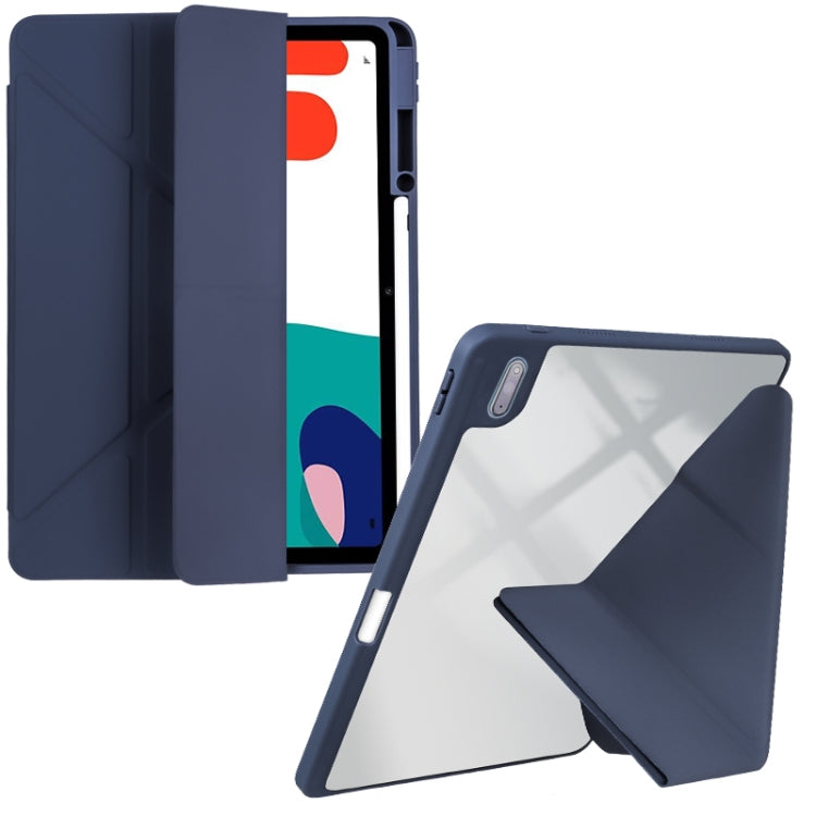 For Huawei MatePad 10.4 Clear Acrylic Deformation Leather Tablet Case(Dark Blue) - Huawei by PMC TechLife | Online Shopping South Africa | PMC TechLife | Buy Now Pay Later Mobicred
