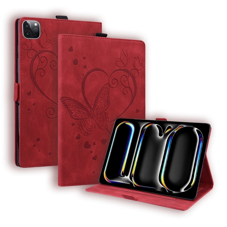 For iPad Pro 11 2024 Love Butterfly Embossed Leather Tablet Case(Red) - iPad Pro 11 2024 Cases by PMC TechLife | Online Shopping South Africa | PMC TechLife | Buy Now Pay Later Mobicred