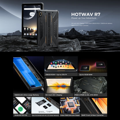 HOTWAV Tab R7 Rugged Tablet, 6GB+256GB, 10.1 inch Android 13 Unisoc Tiger T606 Octa Core 4G Network, Global Version with Google Play(Black Grey) - Other by HOTWAV | Online Shopping South Africa | PMC Jewellery | Buy Now Pay Later Mobicred