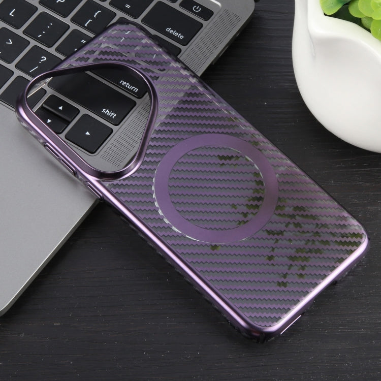 For Huawei Pura 70 6D Plated Carbon Fiber Clear Magsafe PC Phone Case(Aurora Purple) - Huawei Cases by PMC Jewellery | Online Shopping South Africa | PMC Jewellery | Buy Now Pay Later Mobicred