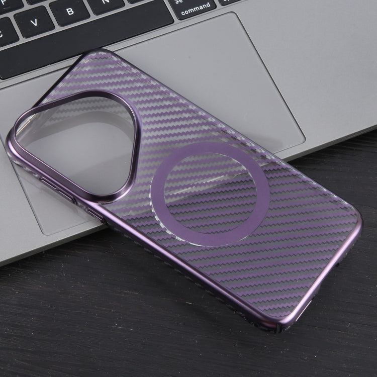 For Huawei Pura 70 6D Plated Carbon Fiber Clear Magsafe PC Phone Case(Aurora Purple) - Huawei Cases by PMC Jewellery | Online Shopping South Africa | PMC Jewellery | Buy Now Pay Later Mobicred