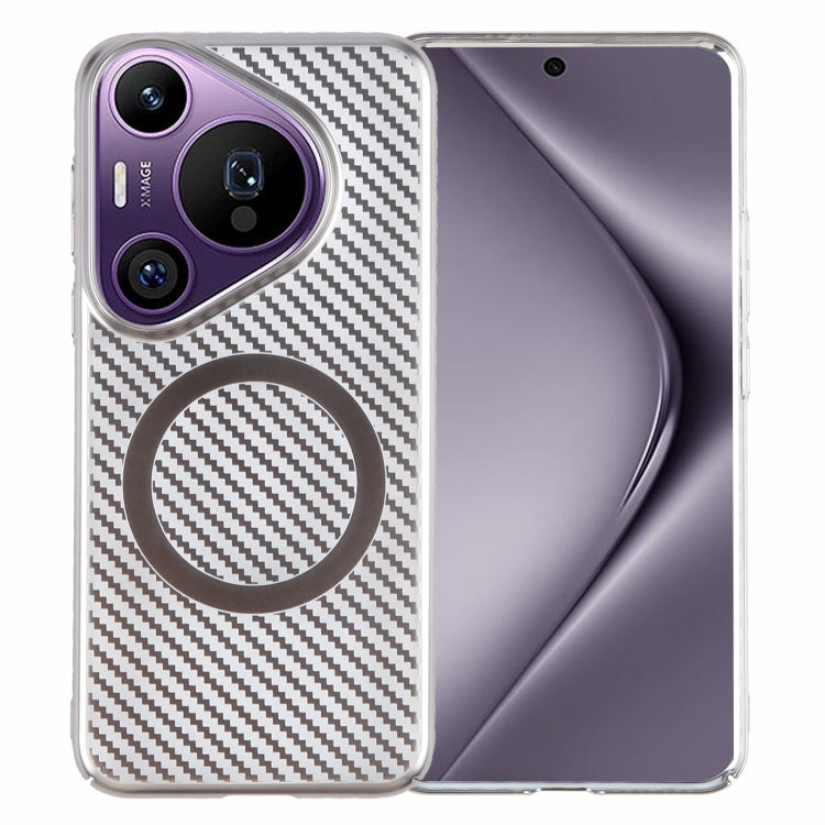 For Huawei Pura 70 6D Plated Carbon Fiber Clear Magsafe PC Phone Case(Titanium Grey) - Huawei Cases by PMC Jewellery | Online Shopping South Africa | PMC Jewellery | Buy Now Pay Later Mobicred