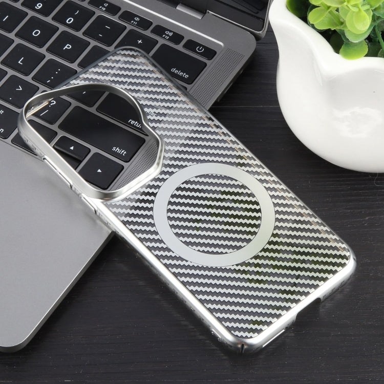 For Huawei Pura 70 Ultra 6D Plated Carbon Fiber Clear Magsafe PC Phone Case(Starlight Silver) - Huawei Cases by PMC Jewellery | Online Shopping South Africa | PMC Jewellery | Buy Now Pay Later Mobicred