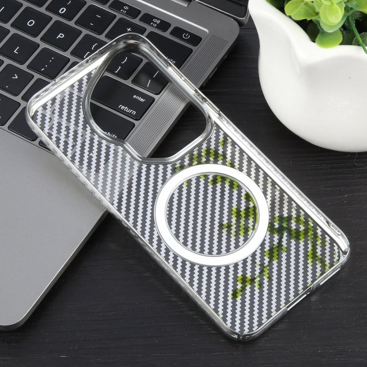 For Huawei Pura 70 Ultra 6D Plated Carbon Fiber Clear Magsafe PC Phone Case(Starlight Silver) - Huawei Cases by PMC Jewellery | Online Shopping South Africa | PMC Jewellery | Buy Now Pay Later Mobicred