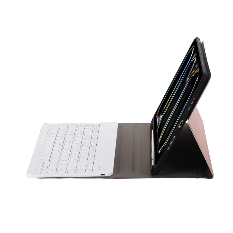 For iPad Pro 11 2024 A13B Lambskin Texture Bluetooth Touch Keyboard Leather Tablet Case with Pen Slot(Rose Gold) - For iPad Pro by PMC TechLife | Online Shopping South Africa | PMC TechLife | Buy Now Pay Later Mobicred