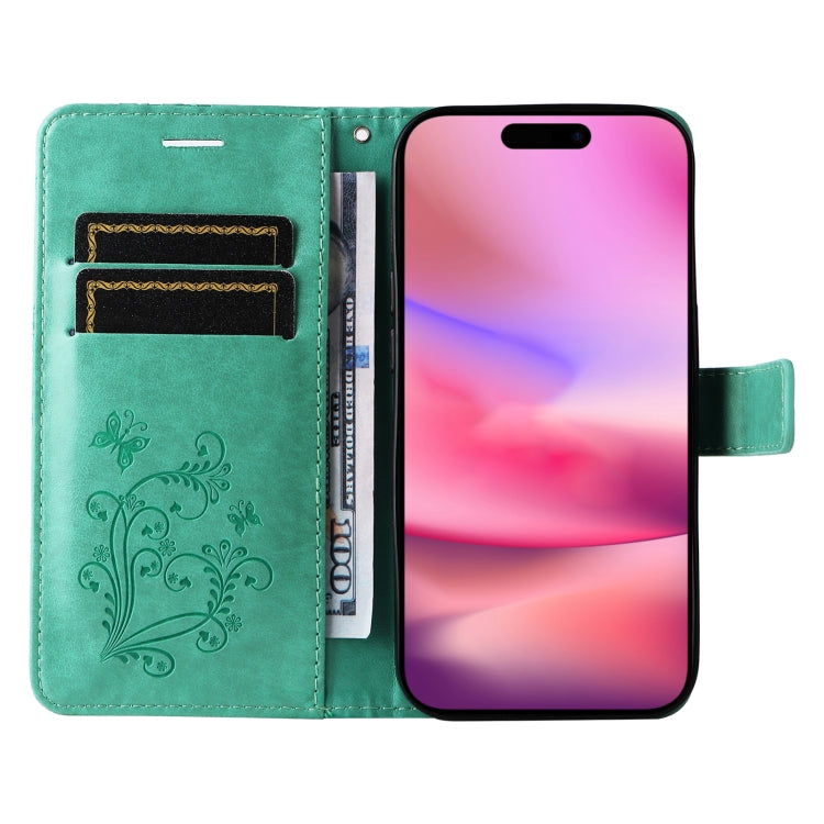 For iPhone 16 3D Butterfly Embossed Pattern Flip Leather Phone Case(Green) - iPhone 16 Cases by PMC TechLife | Online Shopping South Africa | PMC TechLife | Buy Now Pay Later Mobicred