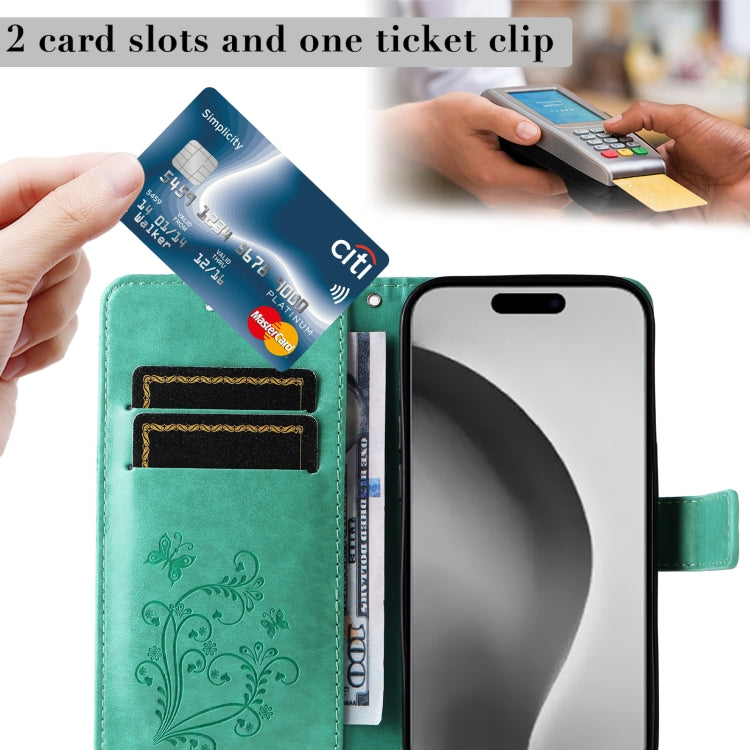 For iPhone 16 Pro Max 3D Butterfly Embossed Pattern Flip Leather Phone Case(Green) - iPhone 16 Pro Cases by PMC TechLife | Online Shopping South Africa | PMC TechLife | Buy Now Pay Later Mobicred