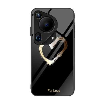 For Huawei Pura 70 Ultra Colorful Painted Glass Phone Case(Black Love) - Huawei Cases by PMC Jewellery | Online Shopping South Africa | PMC Jewellery | Buy Now Pay Later Mobicred